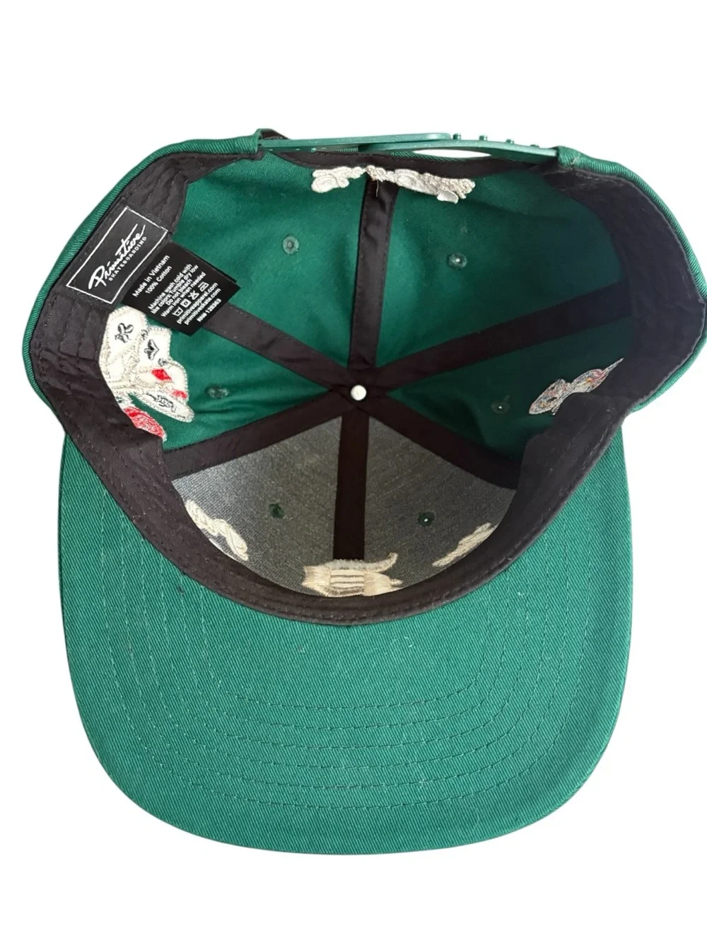 Primitive Green Snapback Cap with Cream Embroidery